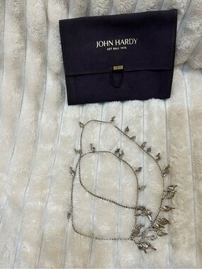 John Hardy Silver Leaf Station Layered Necklace Set EUC